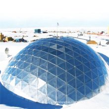 Steel laminated glass dome building